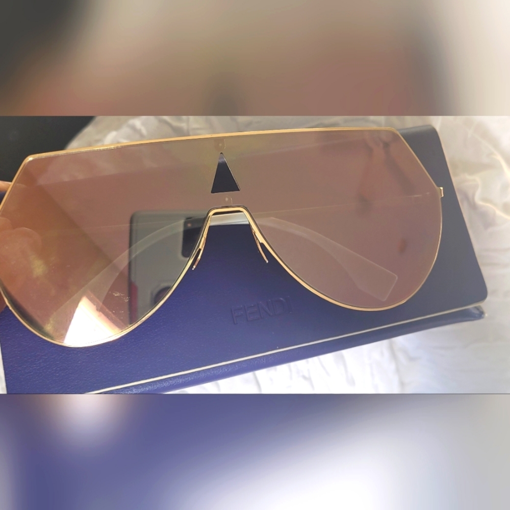 Fendi Flat Top Mirror Sunglasses, Rose Gold - Picture 1 of 3